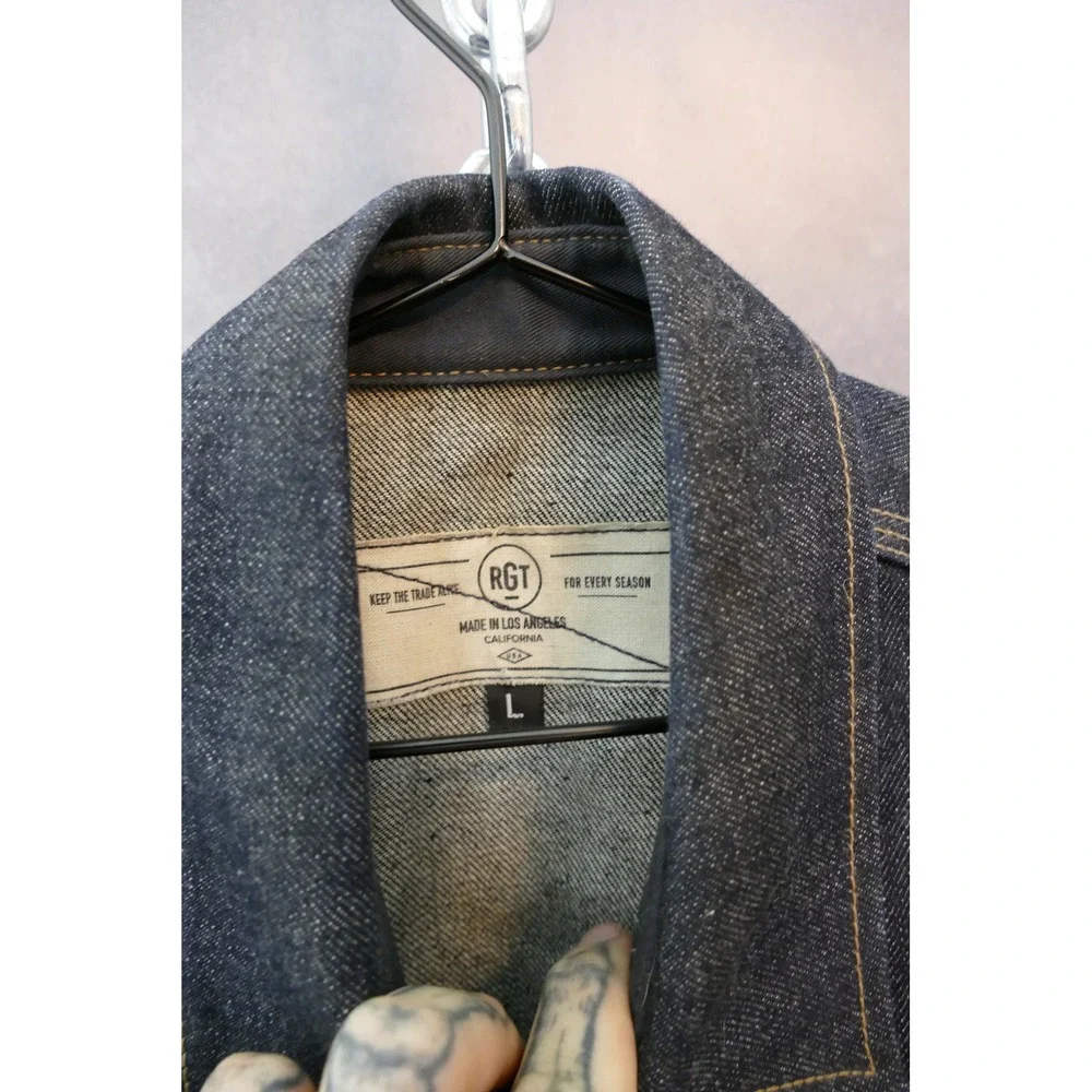 RGT Denim Vest Mens Large‎ Frayed Sleeveless Jean Jacket Button Up
